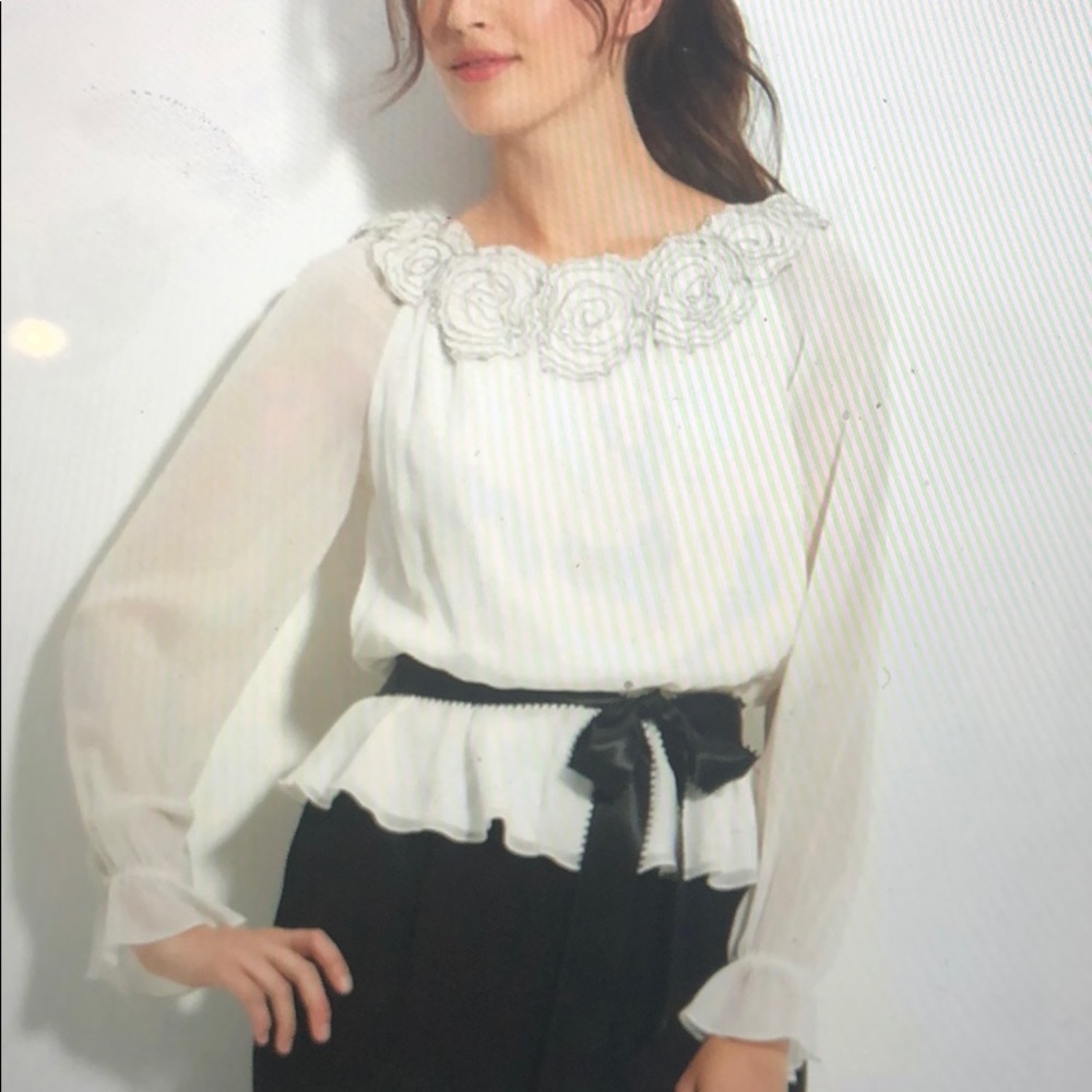 Adrianna Papell Off Shoulder Silk Blouse